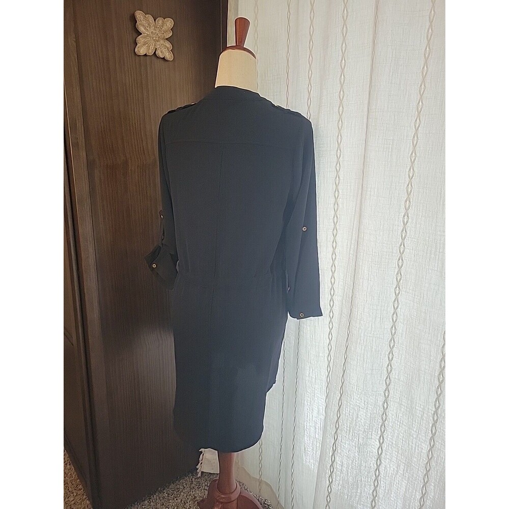 Haute Monde Lightweight Utility Style Dress Black Gold Hardware Pockets Medium - Picture 6 of 14